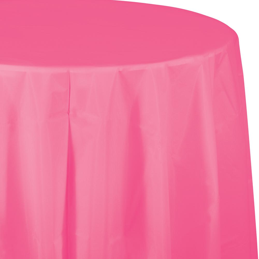CANDY PINK ROUND PLASTIC TABLECOVER 1 CT. 