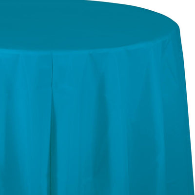 TURQUOISE ROUND PLASTIC TABLECOVER 1 CT. 