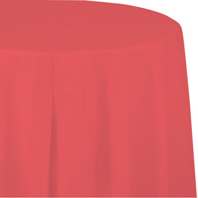CORAL ROUND PLASTIC TABLECOVER 1 CT. 