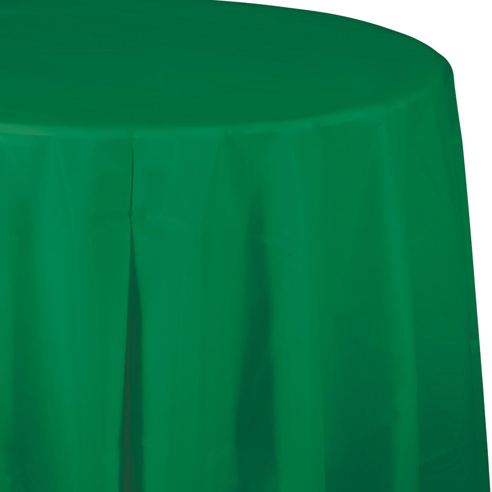 EMERALD GREEN ROUND PLASTIC TABLECOVER 1 CT. 