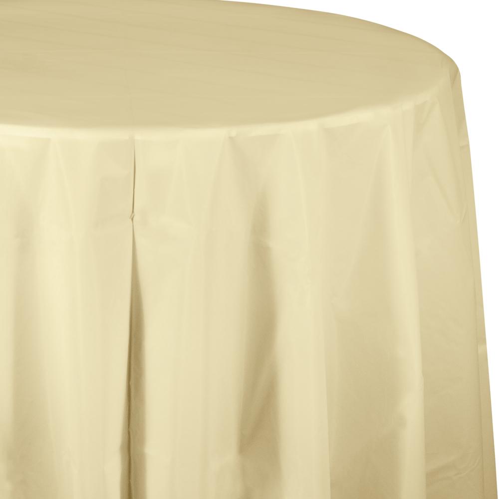 IVORY ROUND PLASTIC TABLECOVER 1 CT. 