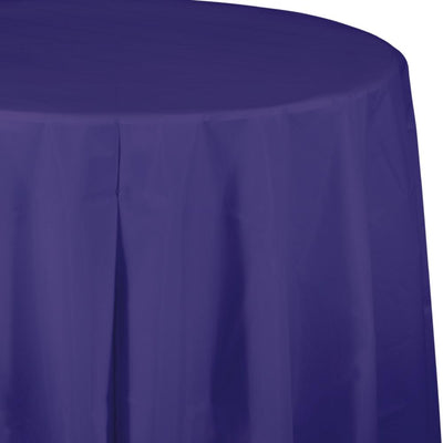 PURPLE ROUND PLASTIC TABLECOVER 1 CT. 