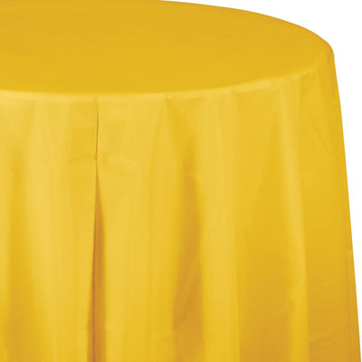 SCHOOL BUS YELLOW ROUND PLASTIC TABLECOVER 1 CT. 