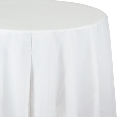 WHITE ROUND PLASTIC TABLECOVER 1 CT.