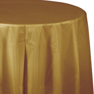 GLITTERING GOLD ROUND PLASTIC TABLECOVER 1 CT. 