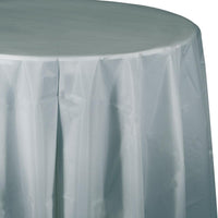 SHIMMERING SILVER ROUND PLASTIC TABLECOVER 1 CT. 