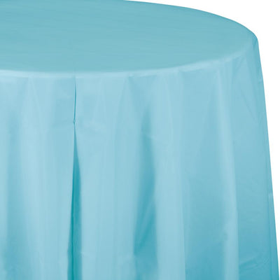 PASTEL BLUE ROUND PLASTIC TABLECOVER 1 CT. 