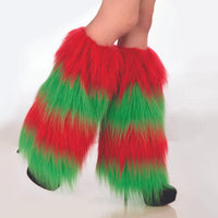 Christmas Red and Green Fur Leg Warmers