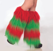 Christmas Red and Green Fur Leg Warmers