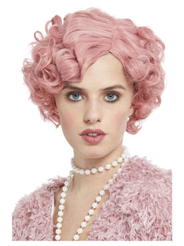 Deluxe 20s Flirty Flapper Wig- Pastel Pink