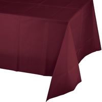 BURGUNDY PLASTIC TABLECOVER  54IN. X 108IN.  1CT. 