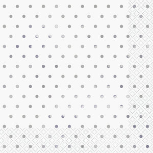Elegant Silver Foil Dots Luncheon Napkins  16ct - Foil Stamped