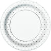 Elegant Silver Foil Dots Round 9" Dinner Plates  8ct - Foil Board