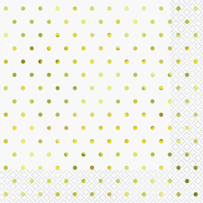 Elegant Gold Foil Dots Luncheon Napkins  16ct - Foil Stamped