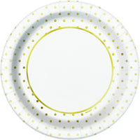 Elegant Gold Foil Dots Round 9" Dinner Plates  8ct - Foil Board