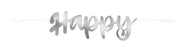 Silver Script Foil "Happy Anniversary" Banner