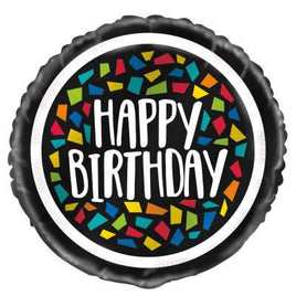 Colorful Mosaic Birthday Round Foil Balloon 18" Bulk