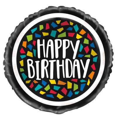 Colorful Mosaic Birthday Round Foil Balloon 18" Bulk