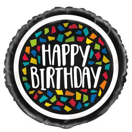 Colorful Mosaic Birthday Round Foil Balloon 18" Packaged