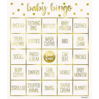 Gold Baby Shower Bingo Kit for 8 - Foil Stamped