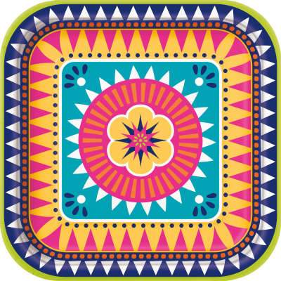 Boho Fiesta Square 9" Dinner Plates 8ct