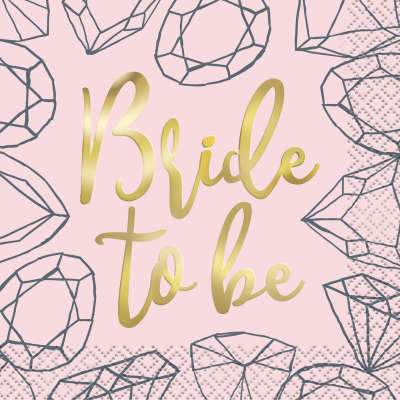 Pink Diamond Bachelorette Party Beverage Napkins 16ct - Foil Stamped