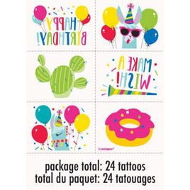 Llama Birthday Tattoos 24ct