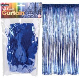 BLUE FOIL FRINGE CURTAIN 36" X 96"
