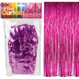 FUCHSIA FOIL FRINGE CURTAIN 36" X 96"