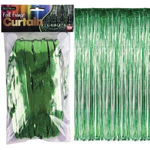 GREEN FOIL FRINGE CURTAIN 36" X 96"