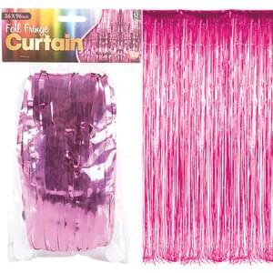 PINK FOIL FRINGE CURTAIN 36" X 96"