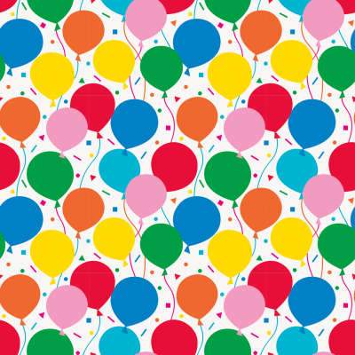 Colorful Balloons Gift Wrap  30" x 5 ft