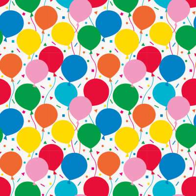 Colorful Balloons Gift Wrap  30" x 5 ft