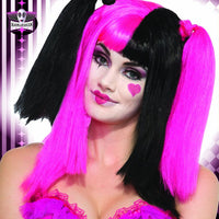 SWEETHEART CLOWN - BLACK AND PINK WIG