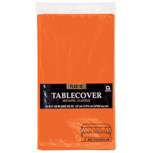 54" x 108" Plastic Table Cover - Orange Peel