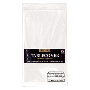 Frosty White 54" x 108" Plastic Table Cover 1 ct.