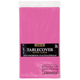 54" x 108" Plastic Table Cover - Bright Pink