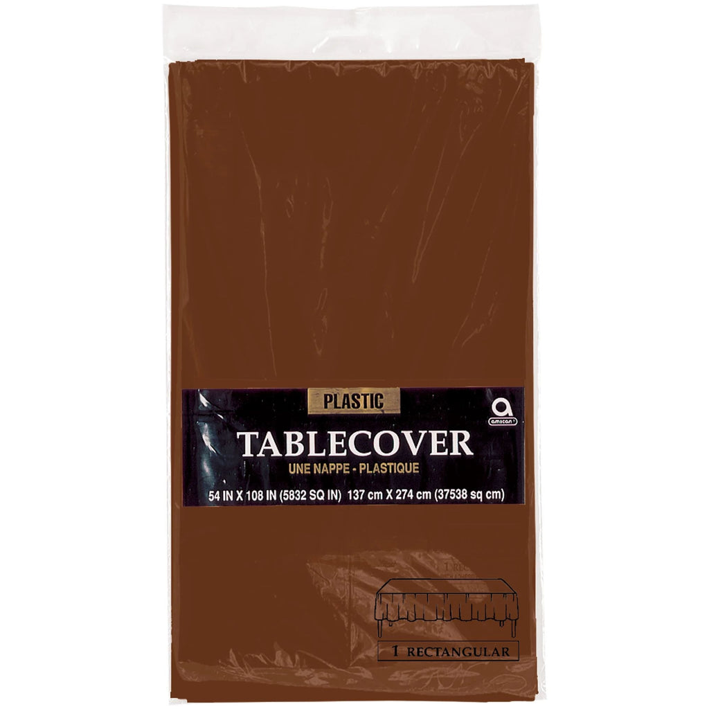 Chocolate Brown 54" x 108" Plastic Table Cover 1 ct.