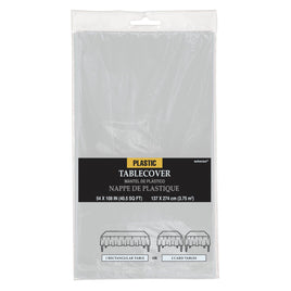 Silver 54" x 108" Plastic Table Cover 1 ct.