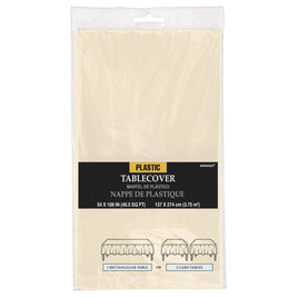 54" x 108" Plastic Table Cover - Vanilla Creme