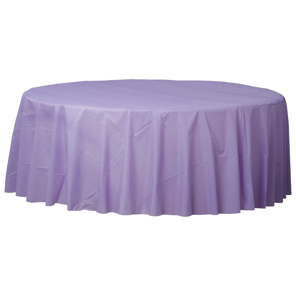 Lavender 84" Round Plastic Table Cover 1 ct.