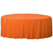 84" Round Plastic Table Cover - Orange Peel