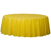 84" Yellow Sunshine Round Plastic Table Cover