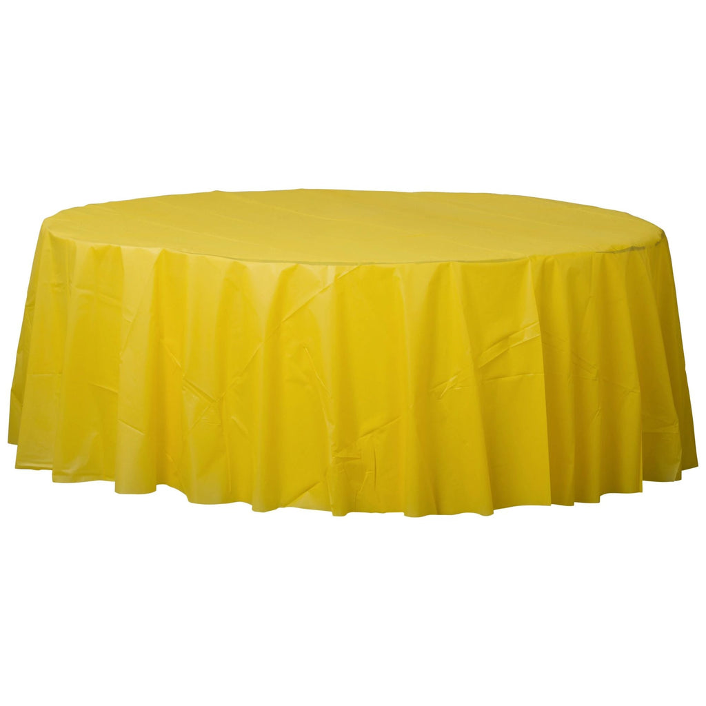 84" Yellow Sunshine Round Plastic Table Cover