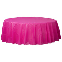 Bright Pink 84" Round Plastic Table Cover 1 ct.