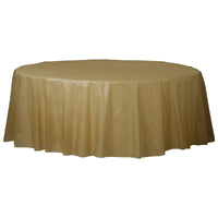 84" Round Plastic Table Cover- Gold
