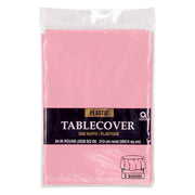 84" Round Plastic Table Cover - New Pink