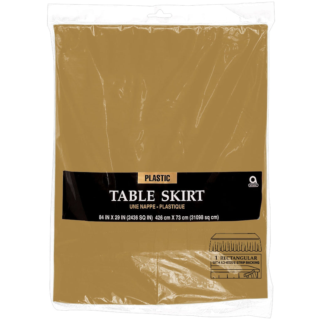14' x 29" Plastic Table Skirt - Gold