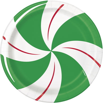 Peppermint Christmas Round 7" Dessert Plates  8ct