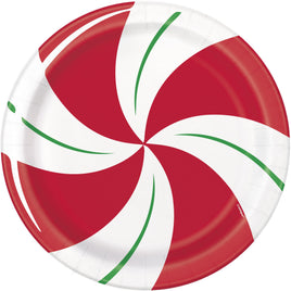 Peppermint Christmas Round 9" Dinner Plates  8ct